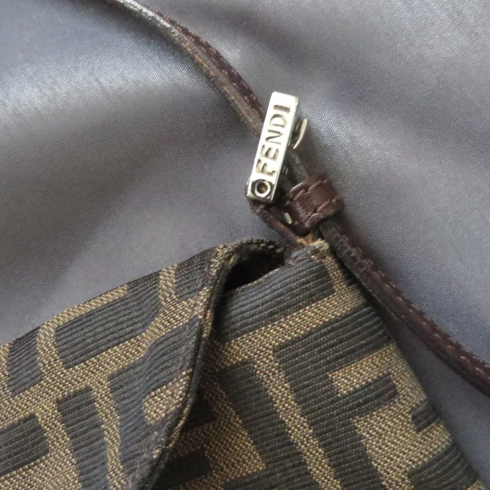❤️ Auth FENDI Double Flap Zucca Canvas & Leather Shoulder Bag Italy +DUSTBAG - Picture 5 of 15